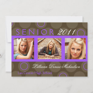 5x7 Purple Cercle Polka Photo Faire-part principal
