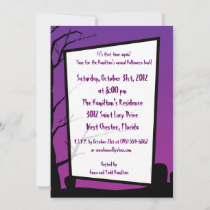 5x7 Purple Night Halloween Fête Invitation