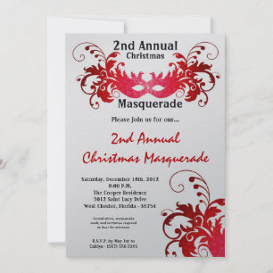 5x7 Red Masquerade Noël XMAS Invitation