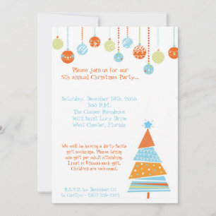 5x7 Retro XMAS Arbre Noël Invitation