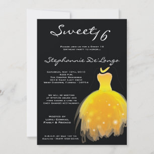5x7 Robe Jaune Douce 16 Anniversaire Invitation