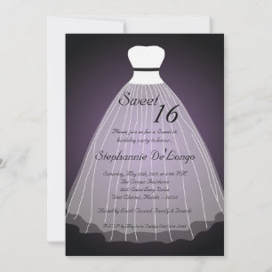 5x7 Robe violette Douce 16 Anniversaire Invitation