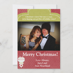 5x7 Rouge Blanc Ornements de Noël Invitation
