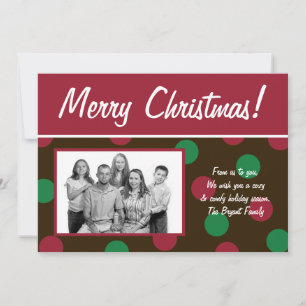 5x7 Rouge Brown Polka Poka carte de Noël