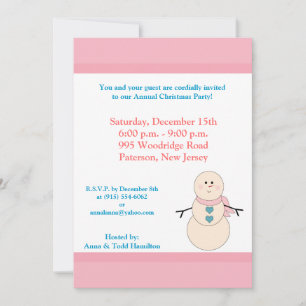 5x7 Rustic Snowman avec Invitation Pink Scarf