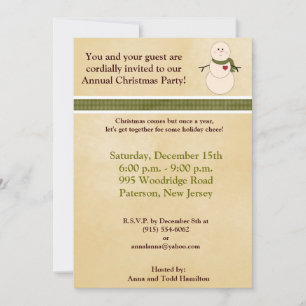 5x7 Rustic Snowman avec Scarf Invitation