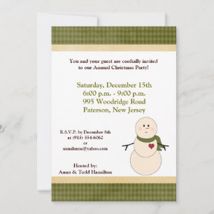 5x7 Rustic Snowman avec Scarf Invitation