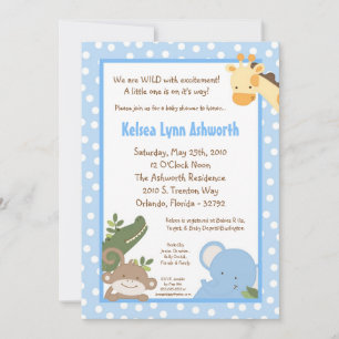 5x7 Safari Jungle Zoo Invitation Baby shower anima