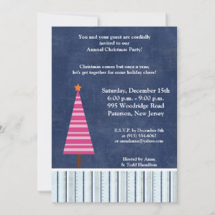 5x7 sapin de Noël Pink Orange Invitation