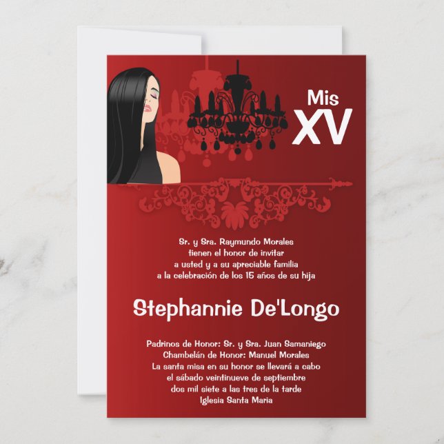 5x7 Sassy Girl Quinceanera Invitation d'anniversai (Devant)
