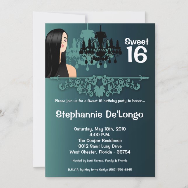 5x7 Sassy Girl Sweet 16 Anniversaire Invitation (Devant)