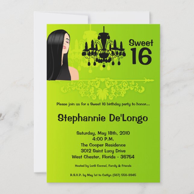 5x7 Sassy Girl Sweet 16 Anniversaire Invitation (Devant)