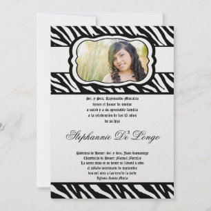 5x7 Schwarze Zebramuster-Quinceanera-Einladung Einladung