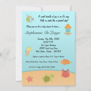 5x7 Sea Life Ocean Fish Baby shower Invitation