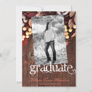 5x7 Senior Faire-part Cotton Branch on Dark Wood