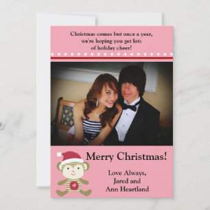 5x7 Singe d'hiver à Santa Hat Invitation