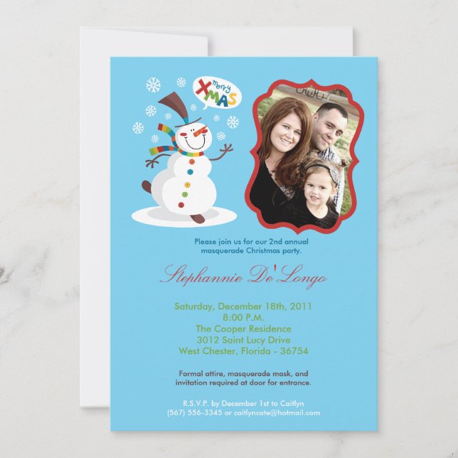 5x7 Snowman Snowflake Noël XMAS Invitation (Devant)