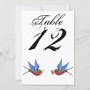 5x7 Tischnummernkarte Traditionelles Vogeltattoo S Einladung