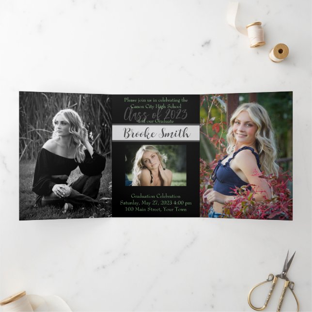 5x7 Triplé Graduation Faire-part Invitation (Intérieur)