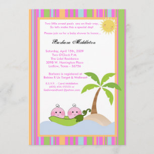 5x7 TWINS Sweetpea in Pod Baby shower Invitation