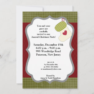 5x7 Vert / Blanc Noël Invitation à se mettre en pl