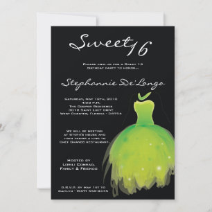 5x7 Vert robe douce 16 Anniversaire Invitation