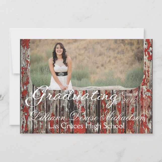 5x7 Vieux grenier rouge Bois Météo Faire-part prin (Devant)