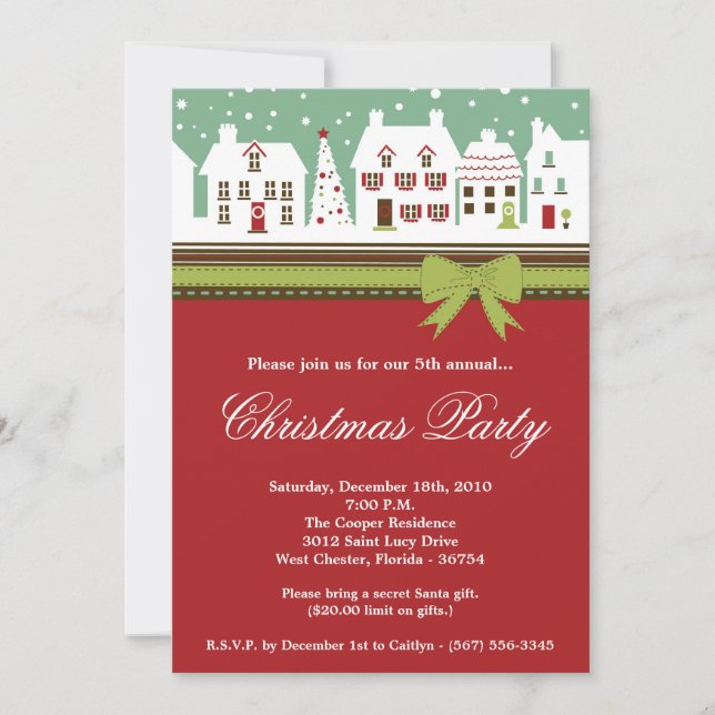 5x7 Village de Noël Ville Noël Invitation (Devant)