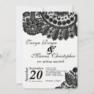 5x7 Vintage schwarze Spitzen-Doilies Hochzeits-Ein Einladung