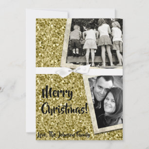 5x7 Weihnachten Gold-Schneeflocke Glitter Fotokart