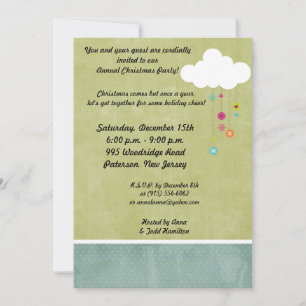 5x7 Winter Cloud / Snowflakes Noël Invitation