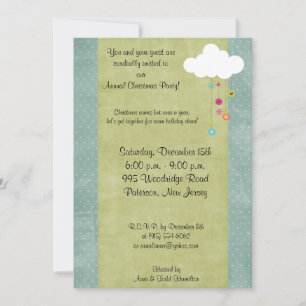 5x7 Winter Cloud / Snowflakes Noël Invitation