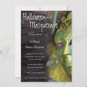 5x7 Yellow Masquerade Halloween Anzug Einladung