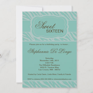 5x7 Zèbre Imprimer Invitation de fête d'anniversai