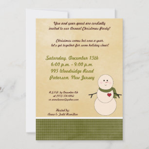 5x7Rustic Snowman avec Scarf Invitation