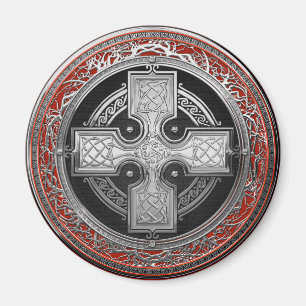 [600] Altes keltisches Heiliges Silberknotenkreuz Magnet