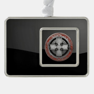 [600] Altes keltisches Heiliges Silberknotenkreuz Rahmen-Ornament Silber