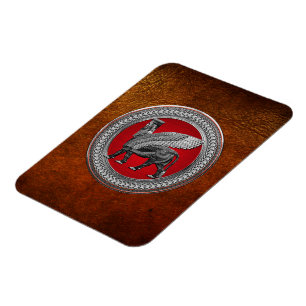 [600] Assyrian Winged Bull: Silver & Black Lamassu Magnet