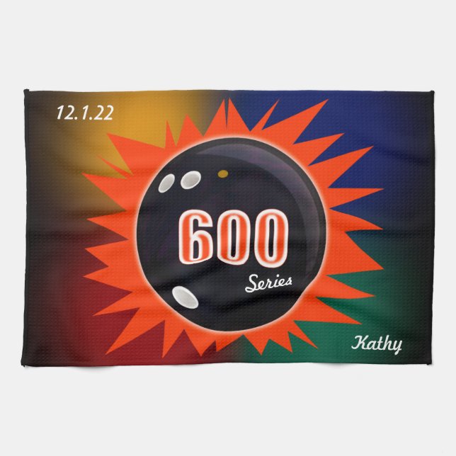 600 Bowling Serie mit Farben, Handtuch (Horizontal)