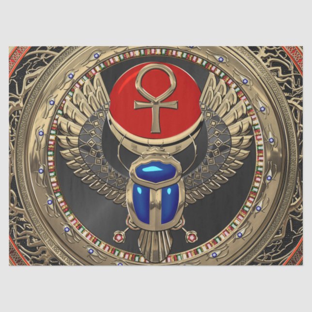 [600] Heiliger Goldägypter Winged Scarabäus mit Seidenpapier (Vorderseite)