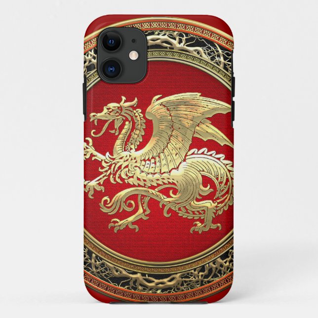 [600] Isländischer Drache, Landvættir [Gold] Case-Mate iPhone Hülle (Rückseite)