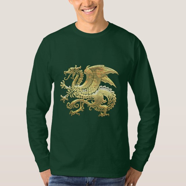 [600] Isländischer Drache, Landvættir [Gold] T-Shirt (Vorderseite)