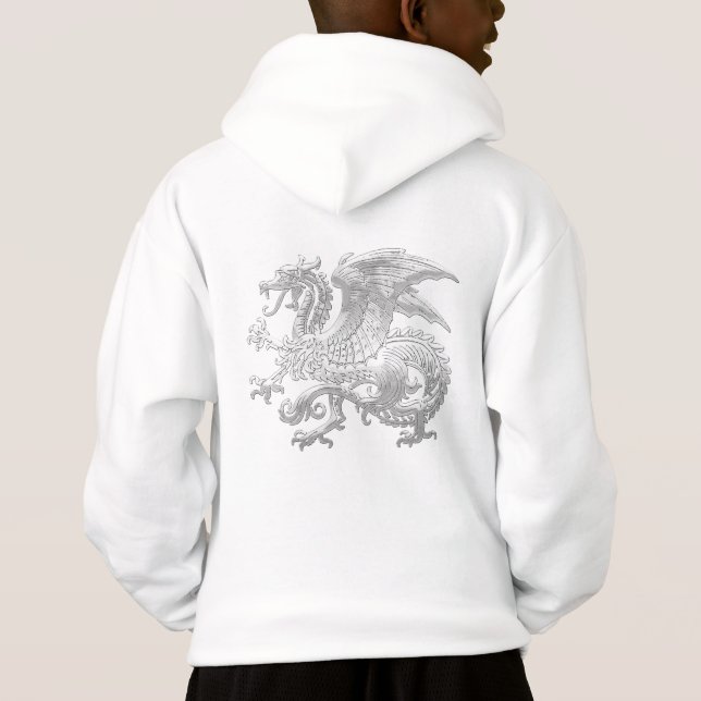 [600] Isländischer Drache, Landvættir [Silber] Hoodie (Rückseite)