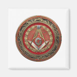 [600] Master Mason - Gold Square & Compasses Magnet