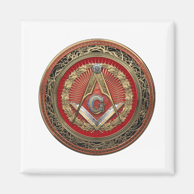 [600] Master Mason - Gold Square & Compasses Magnet (Vorne)