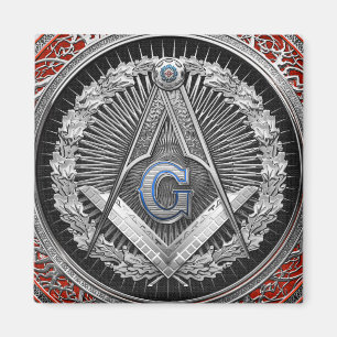 [600] Master Mason - Silver Square & Compasses Magnet