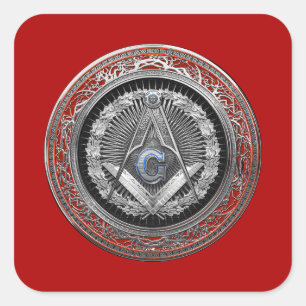 [600] Master Mason - Silver Square & Compasses Quadratischer Aufkleber