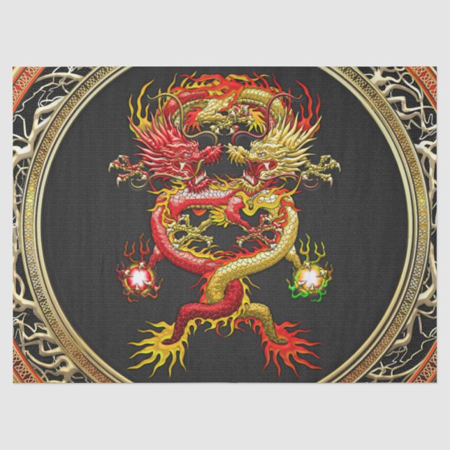 [600] Rote und gelbe Drachen Seidenpapier (Vorderseite)