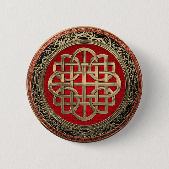 [600] Sacred Celtic Gold Knot Cross Button (Vorderseite)