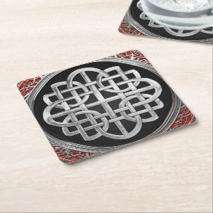 [600] Sacred Celtic Silver Knot Cross Rechteckiger Pappuntersetzer